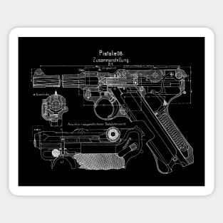 WW2 Luger P08 Weapon Blueprint Sticker